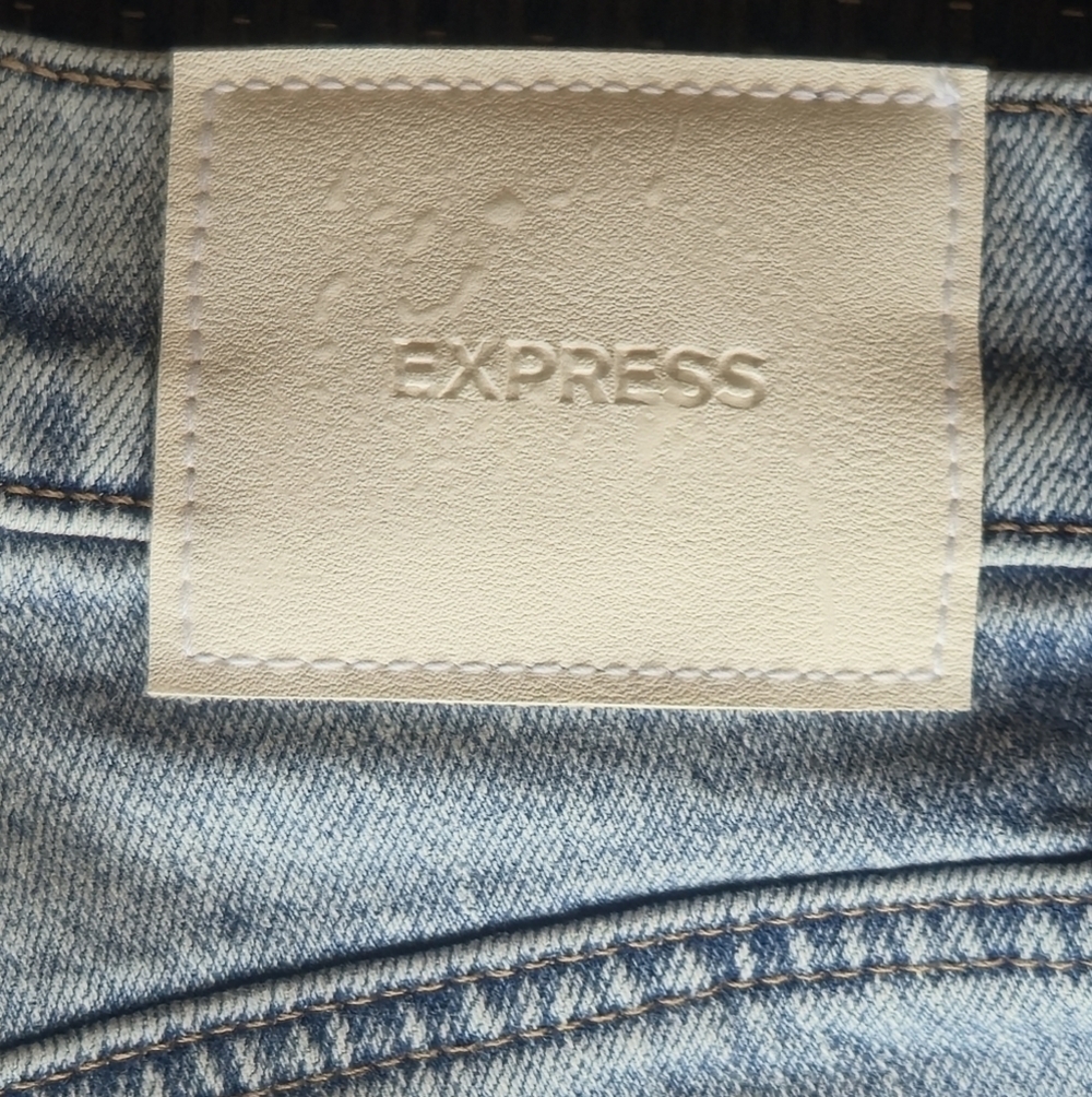 Express 70s Flare Mid Rise Stretch Light Blue Flare Jeans Size 2R - Picture 9 of 11
